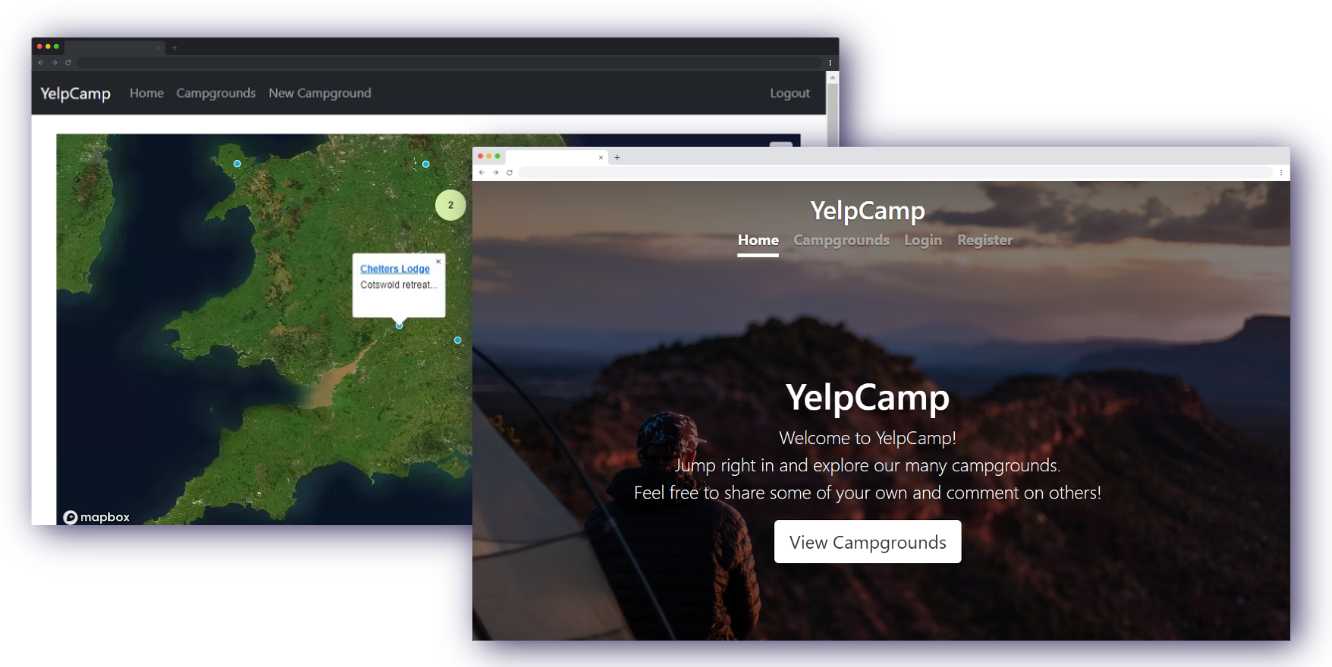 YelpCamp home page